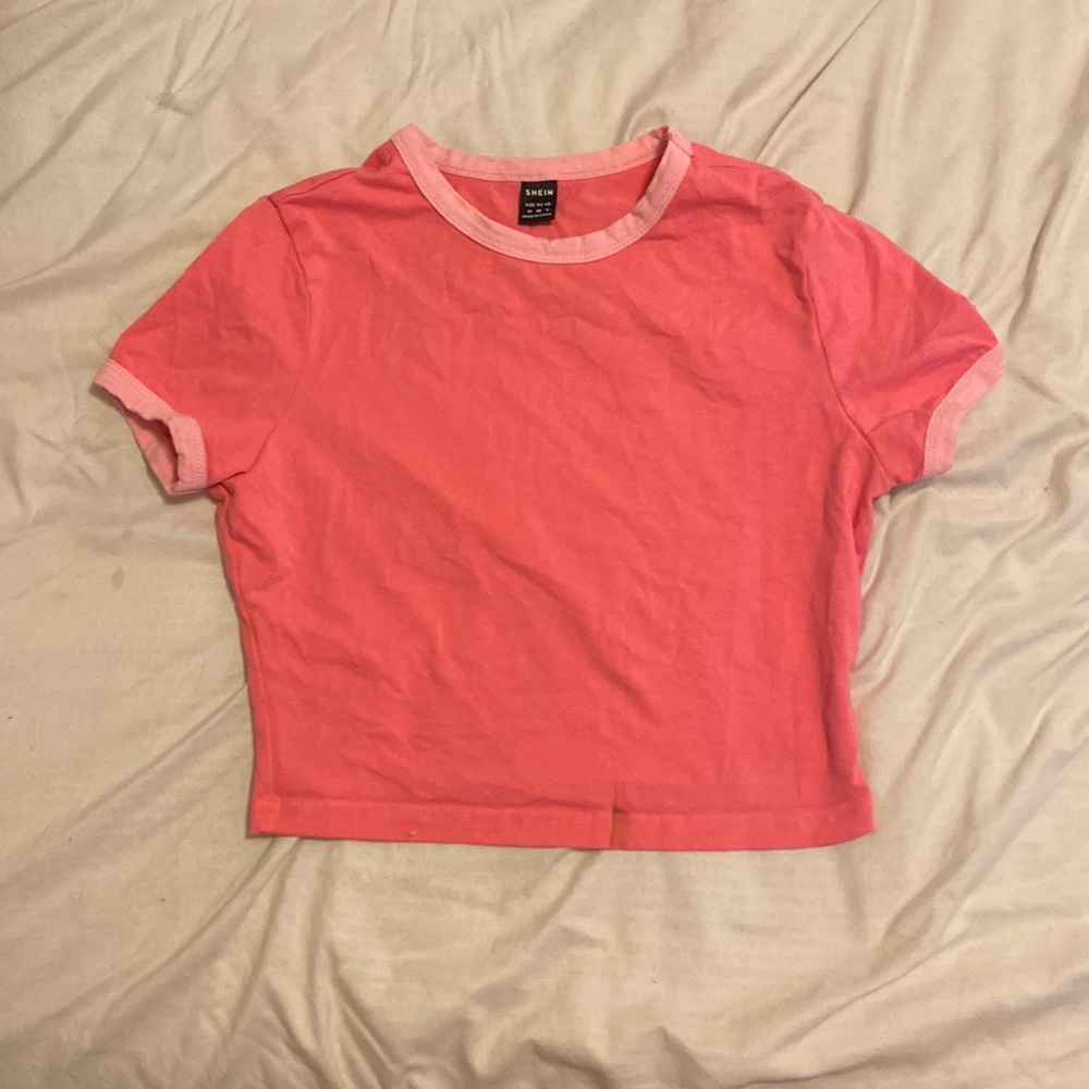 SHEIN Round Neck Ringer Tee
